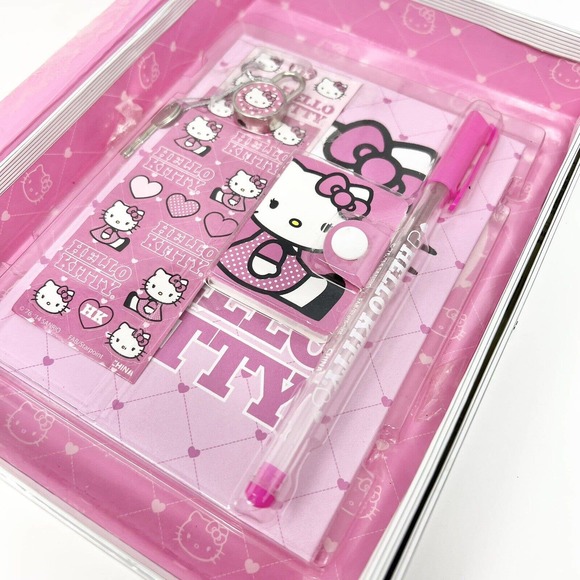 Rare Sanrio 2014 Hello Kitty Diary W/lock Pen Stickers Mini Journal And Box - Picture 2 of 12